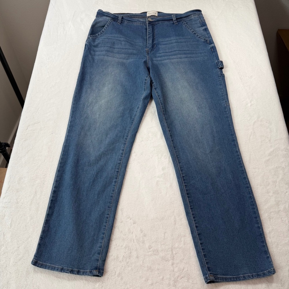 Angels Carpenter Jeans Womens 14/32 Blue Excellent Mid‎ Wash Stretch Utility